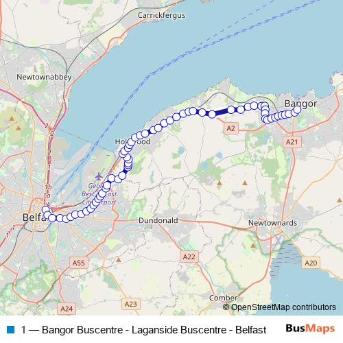 1 bus Line Map