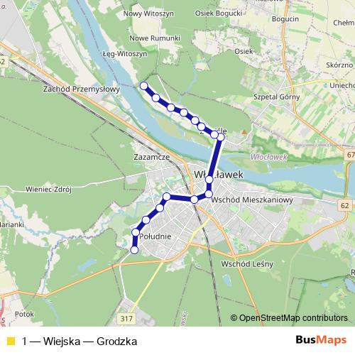 1 bus Line Map