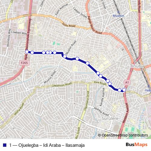 1 bus Line Map