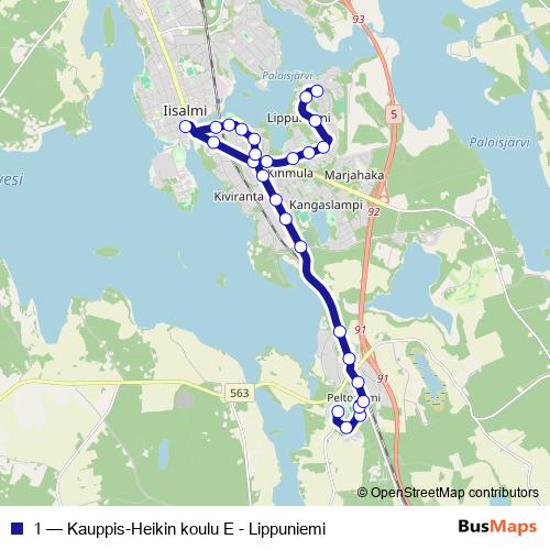 1 bus Line Map