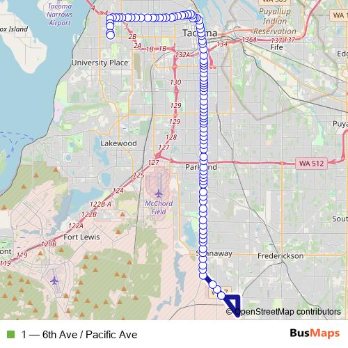 1 bus Line Map
