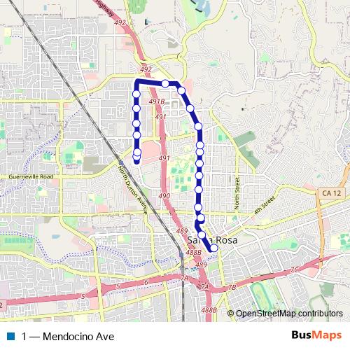 1 bus Line Map