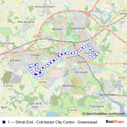 1 bus Line Map