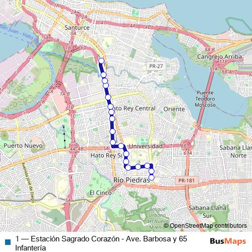 1 bus Line Map