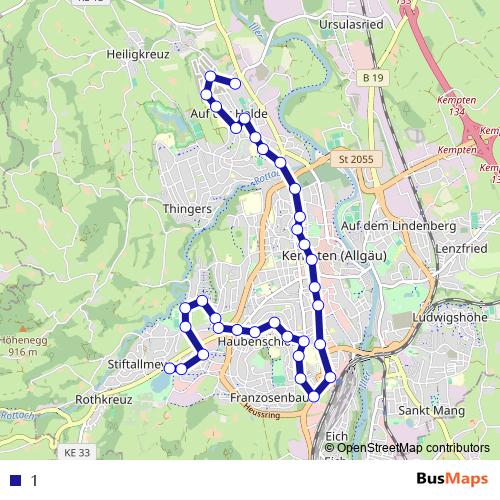 1 bus Line Map