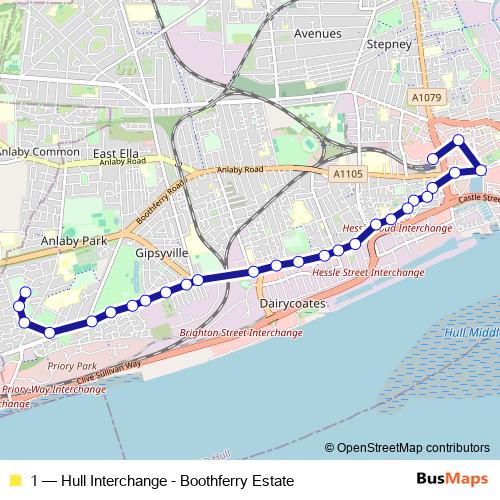 1 bus Line Map