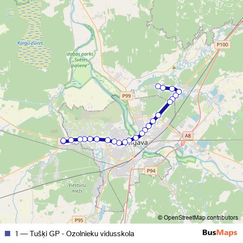 1 bus Line Map