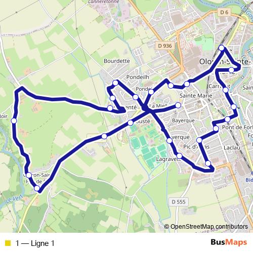 1 bus Line Map
