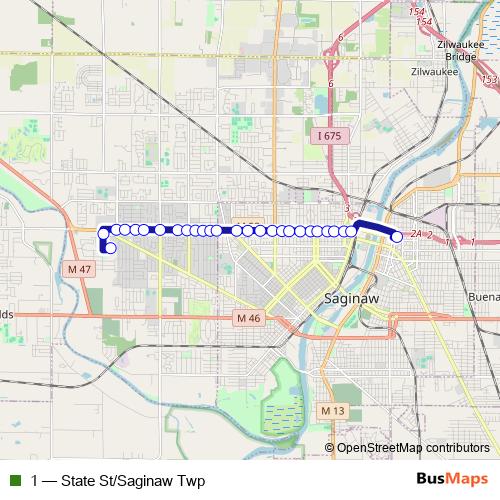 1 bus Line Map