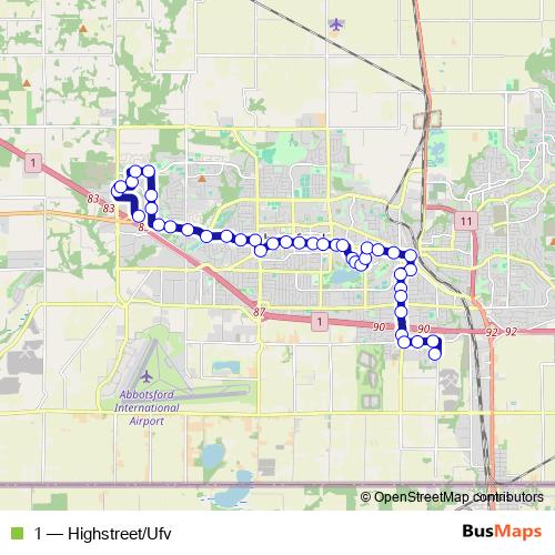 1 bus Line Map