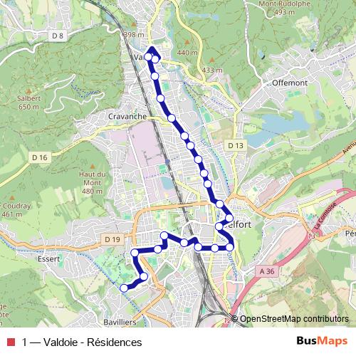 1 bus Line Map