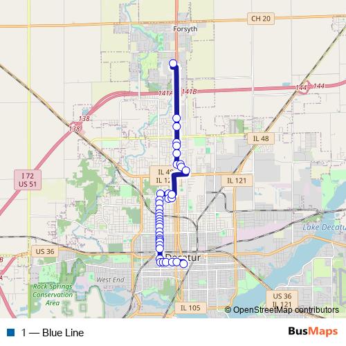 1 bus Line Map