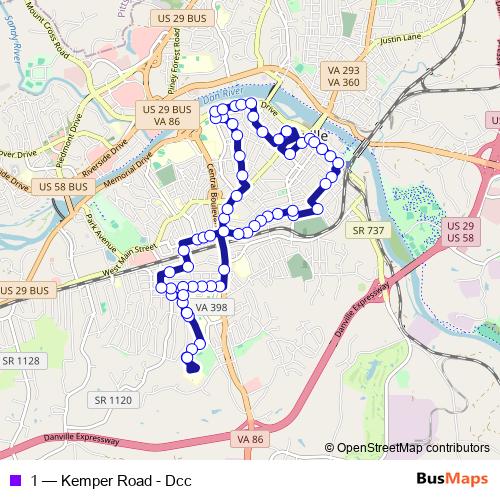 1 bus Line Map