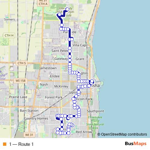 1 bus Line Map