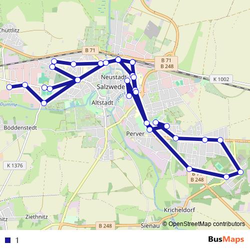 1 bus Line Map