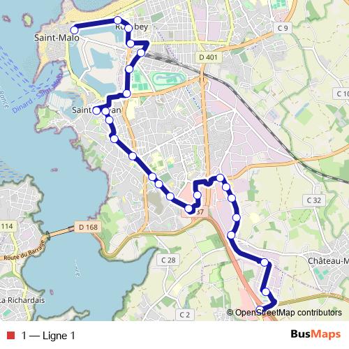 1 bus Line Map