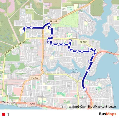 1 bus Line Map