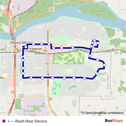 1 bus Line Map