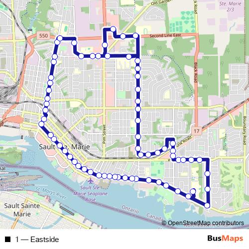 1 bus Line Map