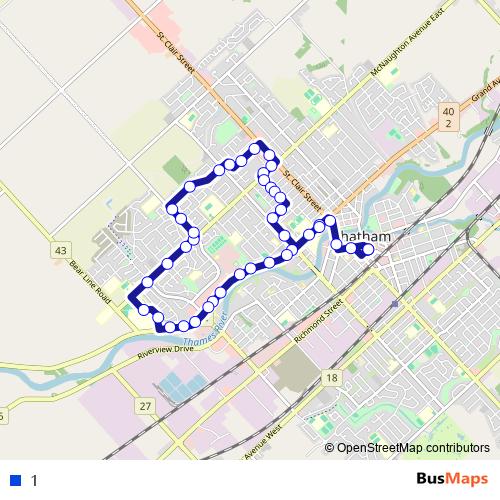1 bus Line Map