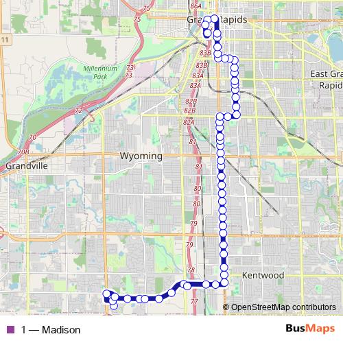 1 bus Line Map