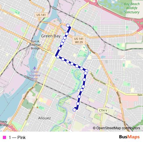 1 bus Line Map