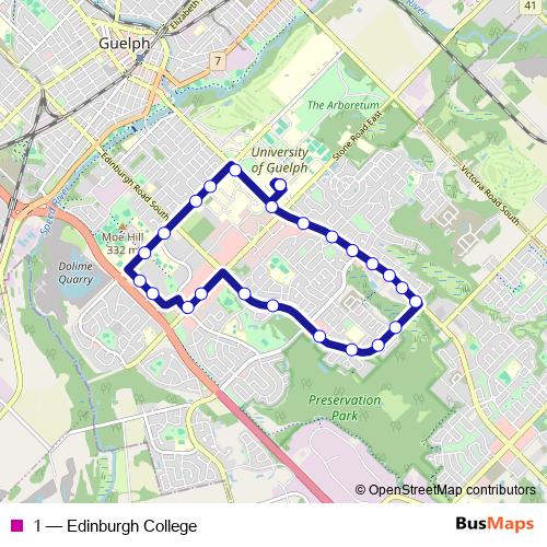 1 bus Line Map