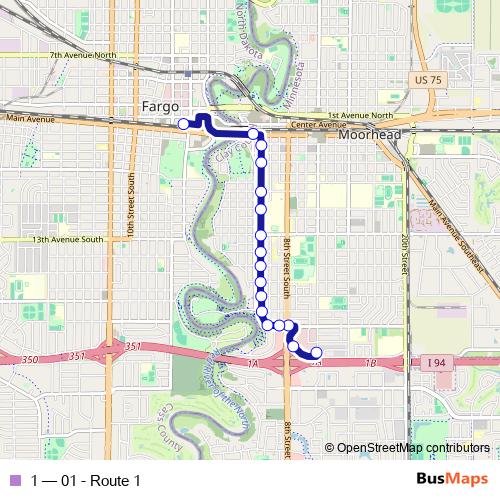 1 bus Line Map