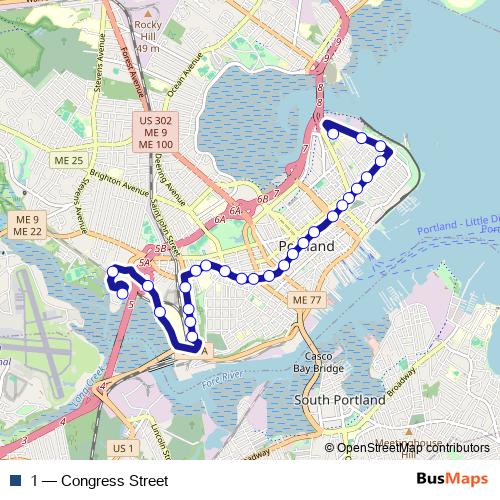 1 bus Line Map