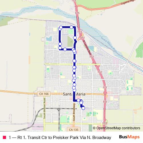 1 bus Line Map