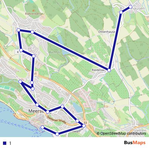 1 bus Line Map
