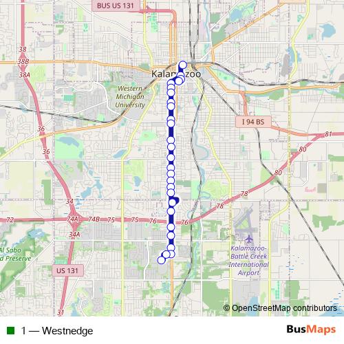 1 bus Line Map