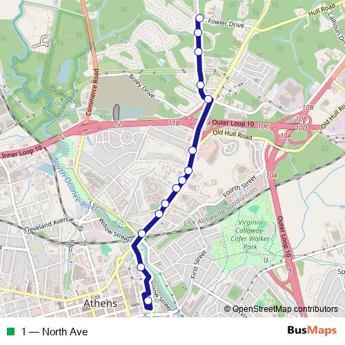 1 bus Line Map