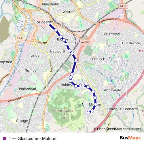 1 bus Line Map