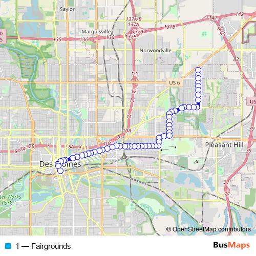 1 bus Line Map