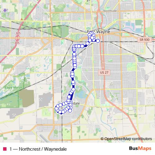 1 bus Line Map