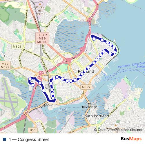 1 bus Line Map