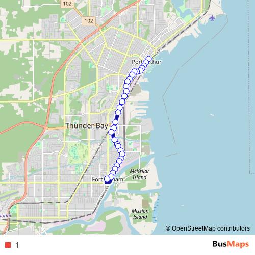 1 bus Line Map