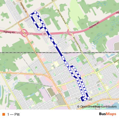 1 bus Line Map