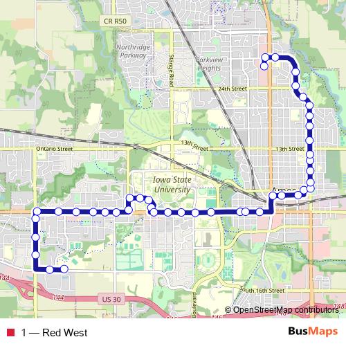 1 bus Line Map