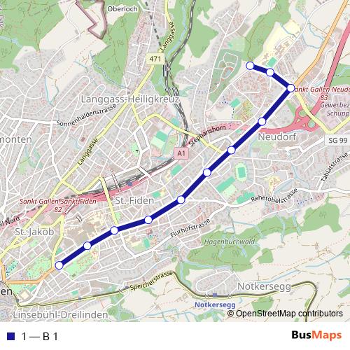 1 bus Line Map