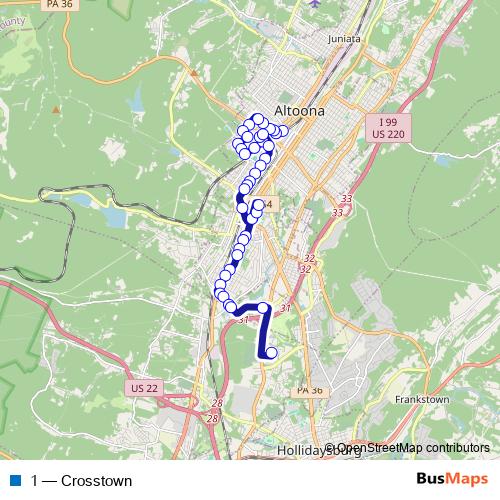 1 bus Line Map