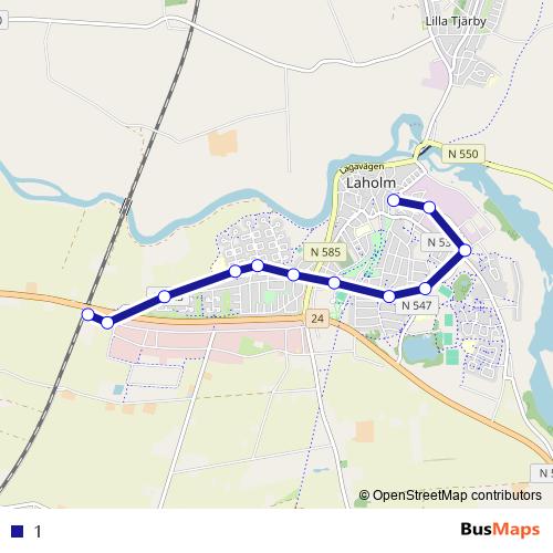 1 bus Line Map