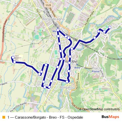 1 bus Line Map