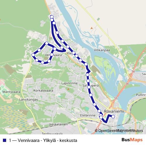 1 bus Line Map
