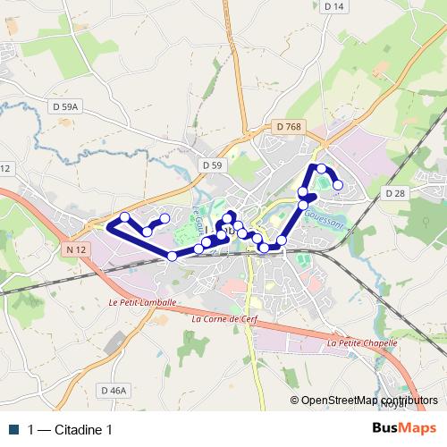 1 bus Line Map