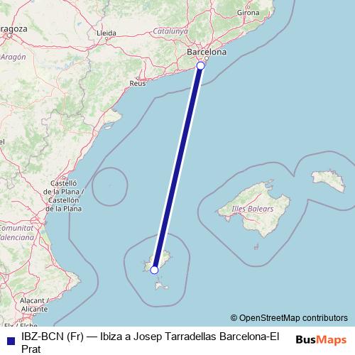 IBZ-BCN (Fr) air Line Map
