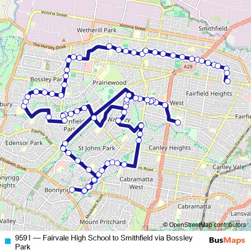 9591 bus Line Map