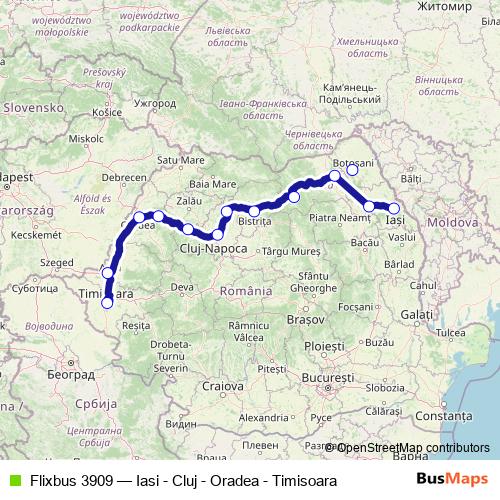 Flixbus 3909 bus Line Map