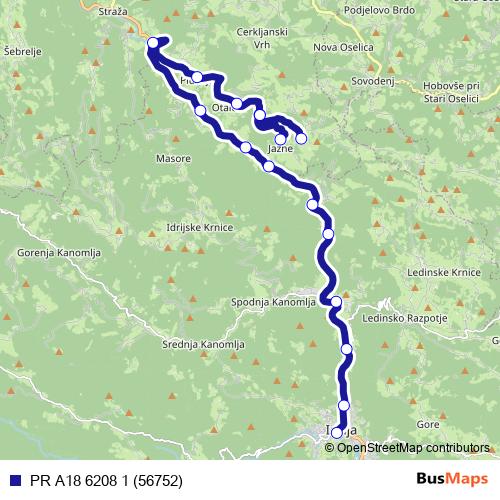 PR A18 6208 1 (56752) bus Line Map